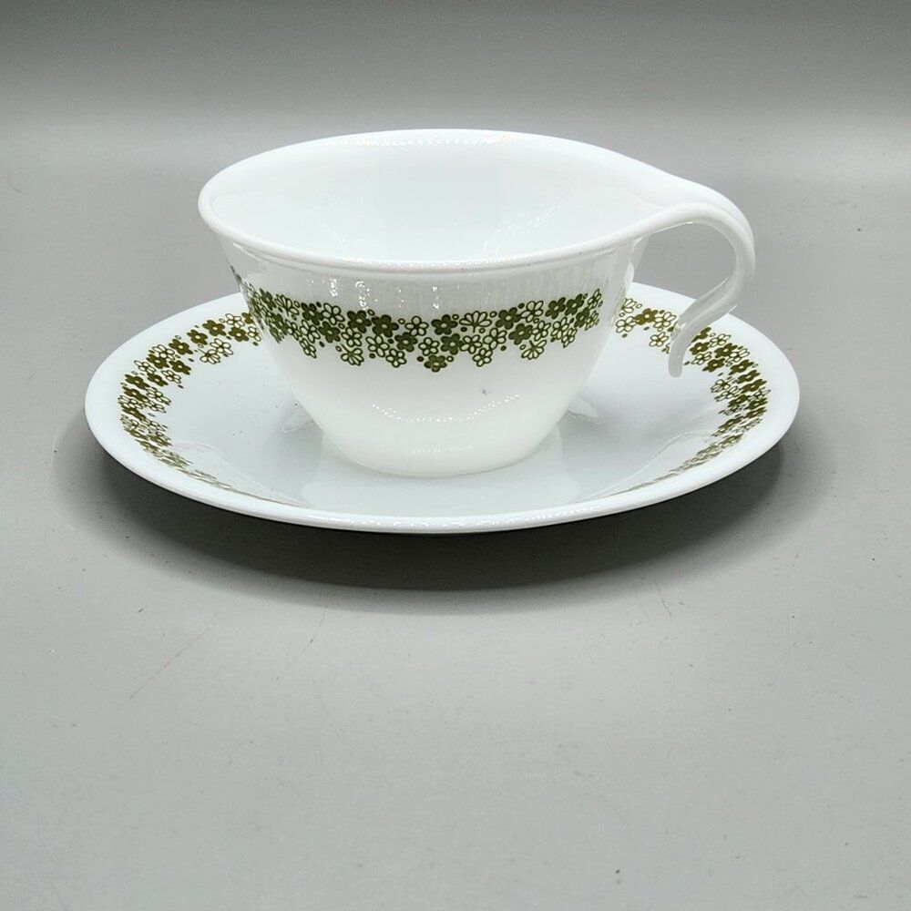 Corning Corelle Green Spring Blossom Crazy Daisy Hook Coffee Cup & Saucer Set 3